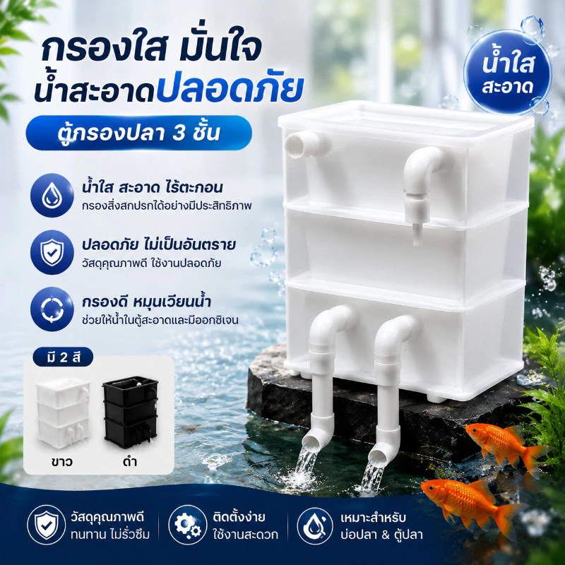 กล่องกรองตู้ปลาแบบหมุน ขนาดเล็ก วัสดุPE ระบบหมุนเวียน+เพิ่มออกซิเจน ทำน้ำใสสะอาด ปกป้องปลา