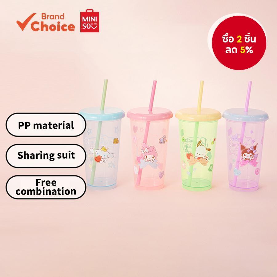 MINISO ตัวละครซานริโอ | แก้วน้ํา 4 ใบ 550มล. (10.3×23ซม.) พร้อมหลอด ใช้กับแก้วพร้อมหลอดและแก้วกาแฟ
