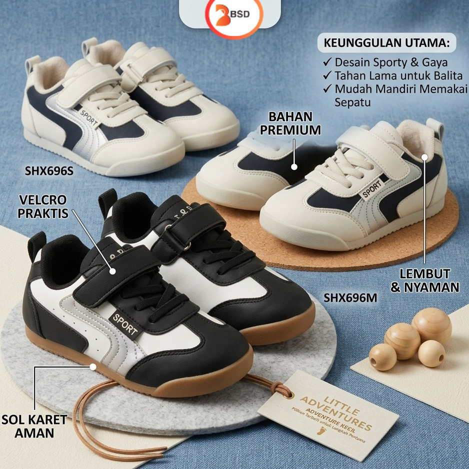 BSD รองเท้าผ้าใบสําหรับเด็กหญิงและเด็กชายสีขาวสีฟ้าสปอร์ตสปอร์ตโรงเรียนประถมศึกษาและมัธยมศึกษาตอนต้น