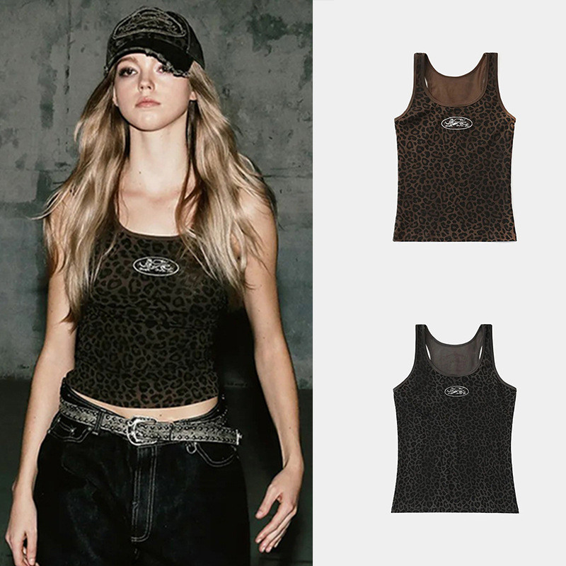 3H9Z badblood bcac Hot girl sexy leopard print camisole top for women, fashionable casual top