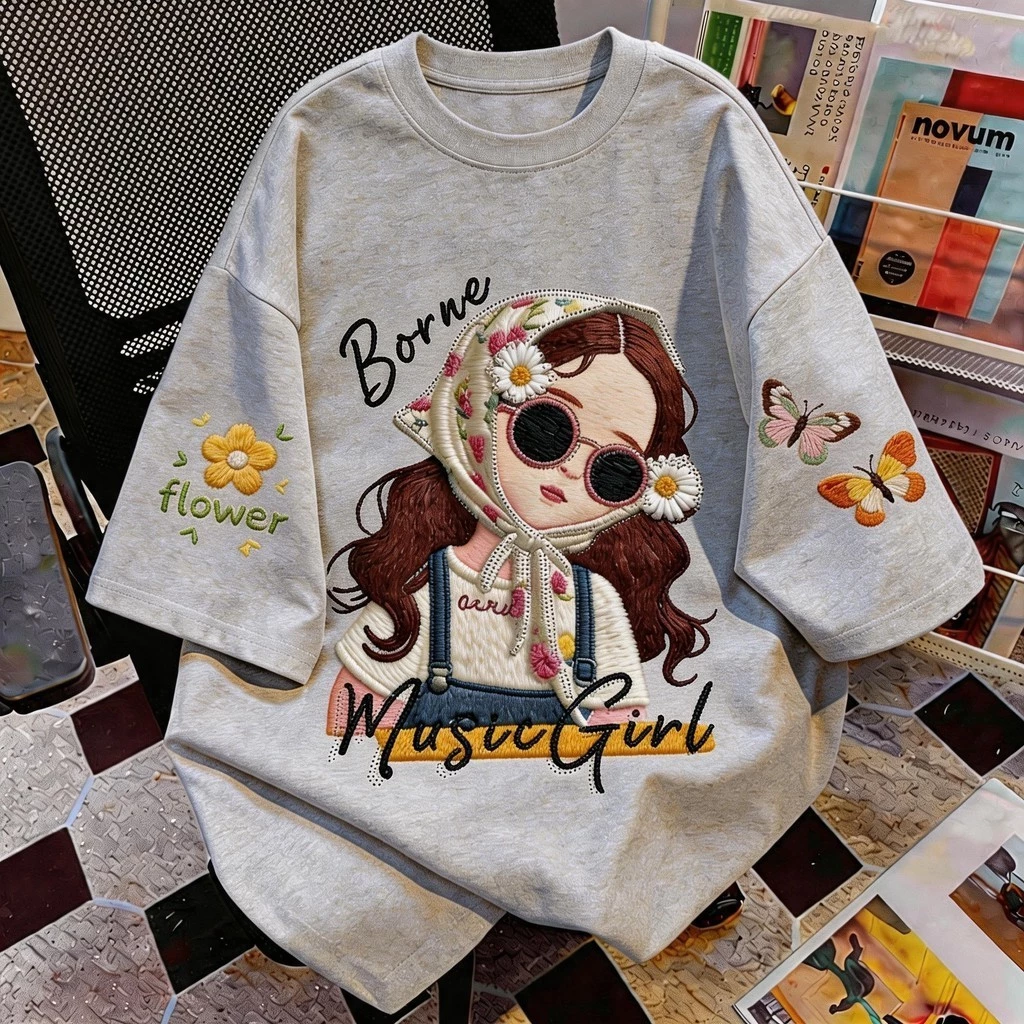 DailyTee🌟 เสื้อยืด Oversize 'Floral Butterfly Retro' สไตล์เกาหลี ใส่ได้ทั้งชายหญิง ผ้านุ่มสบายตัวทั้งวัน รองรับ COD📦