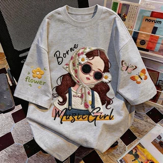DailyTee🌟 เสื้อยืด Oversize 'Floral Butterfly Retro' สไตล์เกาหลี ใส่ได้ทั้งชายหญิง ผ้านุ่มสบายตัวทั้งวัน รองรับ COD📦