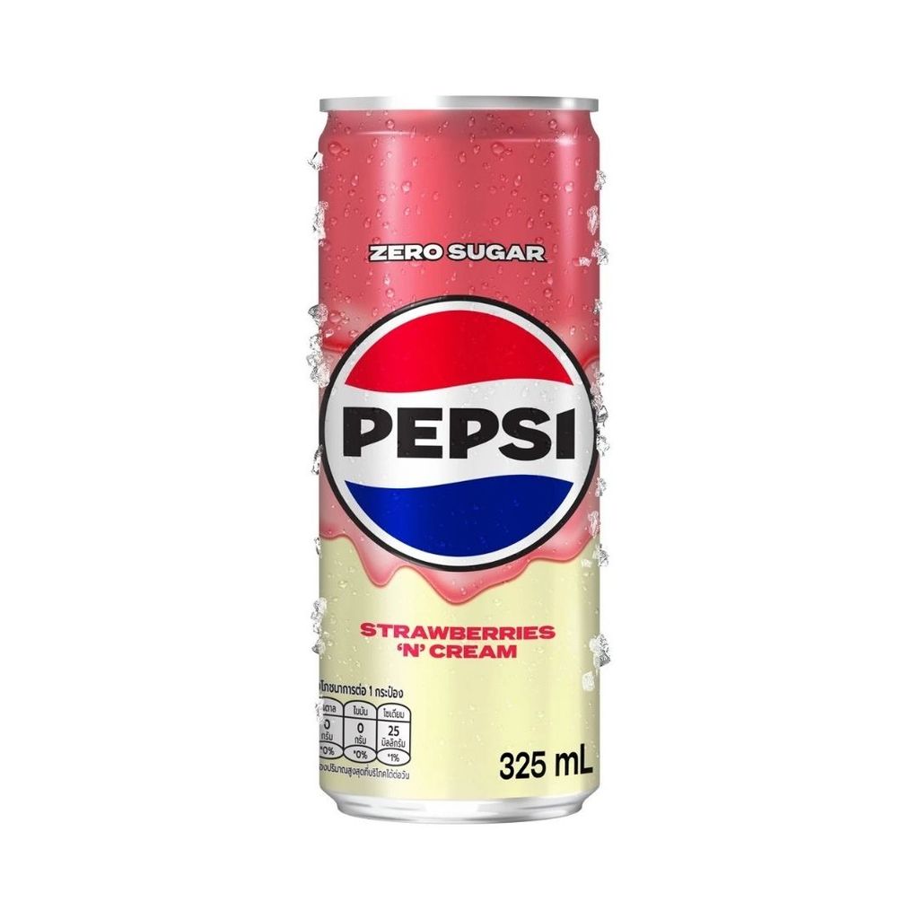 PEPSI TREATS STRAWBERRIES’N CREAM [Limited Edition] เป๊ปซี่ทรีทส์ สตรอเบอร์รี่แอนด์ครีม ไม่มีน้ำตาล 345ML. [แพ็ค 12 ขวด]