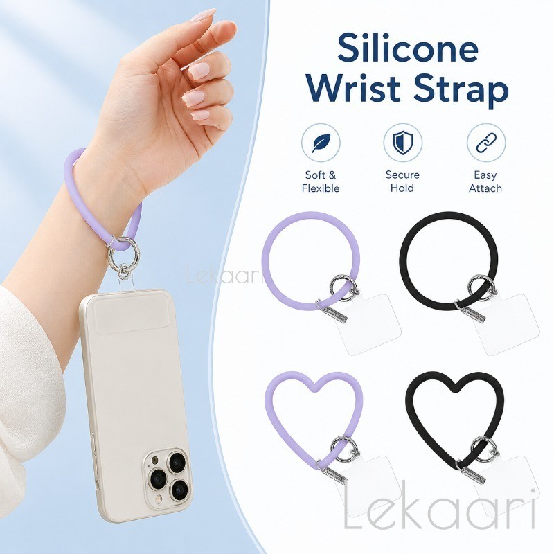 สายรัดข้อมือโทรศัพท์ซิลิโคนอ่อนนุ่มหัวใจน่ารักปลอดภัยพกพาป้องกันการตกเชือกเส้นเล็ก ph สากล
