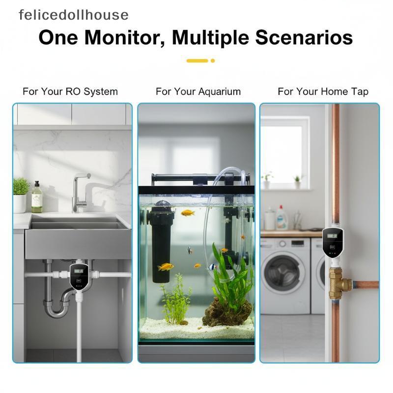 [felicedollhouse] 1 ชุดเครื่องทดสอบคุณภาพน้ําออนไลน์ TDS Monitor 0-999 PPM สําหรับกรองน้ําประปาน้ําด