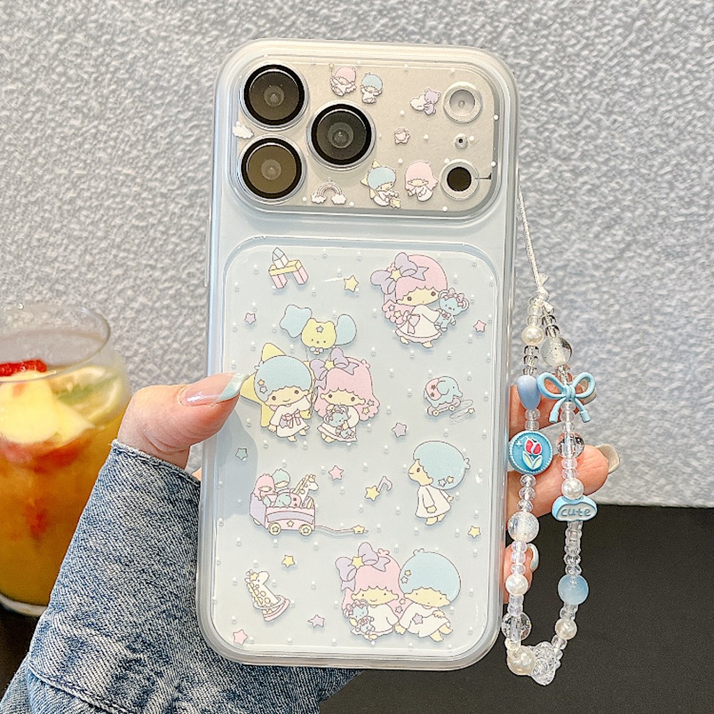 ผมสีฟ้าและสีชมพู Gilrs Instant 17 เคสโทรศัพท์ 2-in-1 เหมาะสําหรับ iPhone 17ProMax Apple 16/15/14 Anti Drop