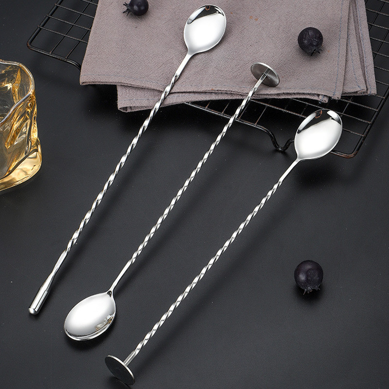 OUKEAI 304 สแตนเลส Water Drop ผสม Stick ค็อกเทลกวนช้อน Tear Drop-Shaped ผสม Stick Fine Line ช้อนผสม