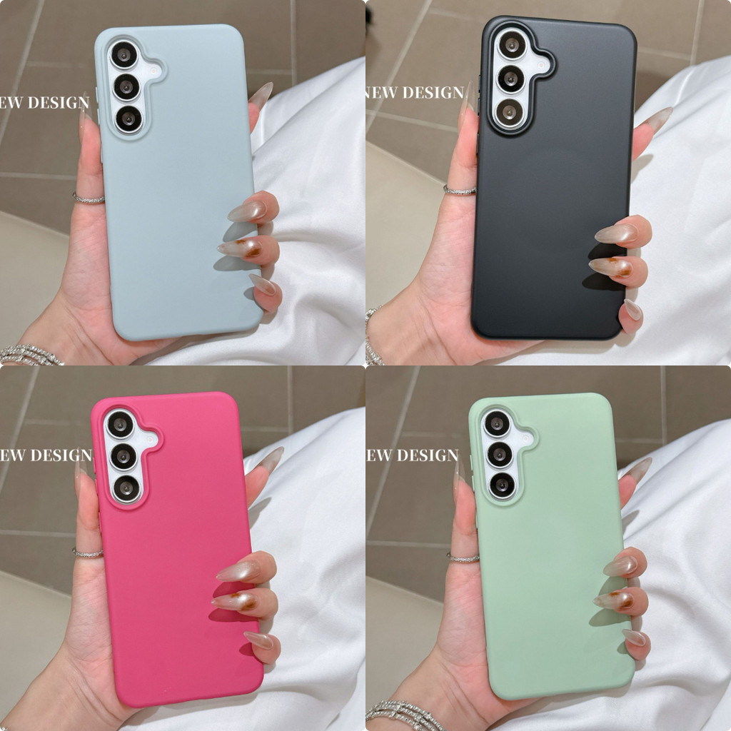 เคสเรียบหรูซิลิโคนเหลว Samsung S25 S24 FE A17 A37 A57 กันลายนิ้วมือกันกระแทก