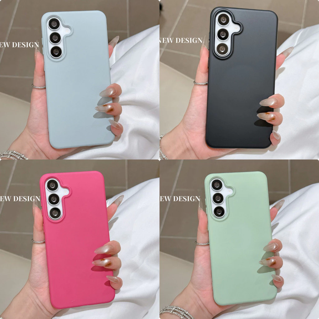 เคสเรียบหรูซิลิโคนเหลว Samsung S25 S24 FE A17 A37 A57 กันลายนิ้วมือกันกระแทก