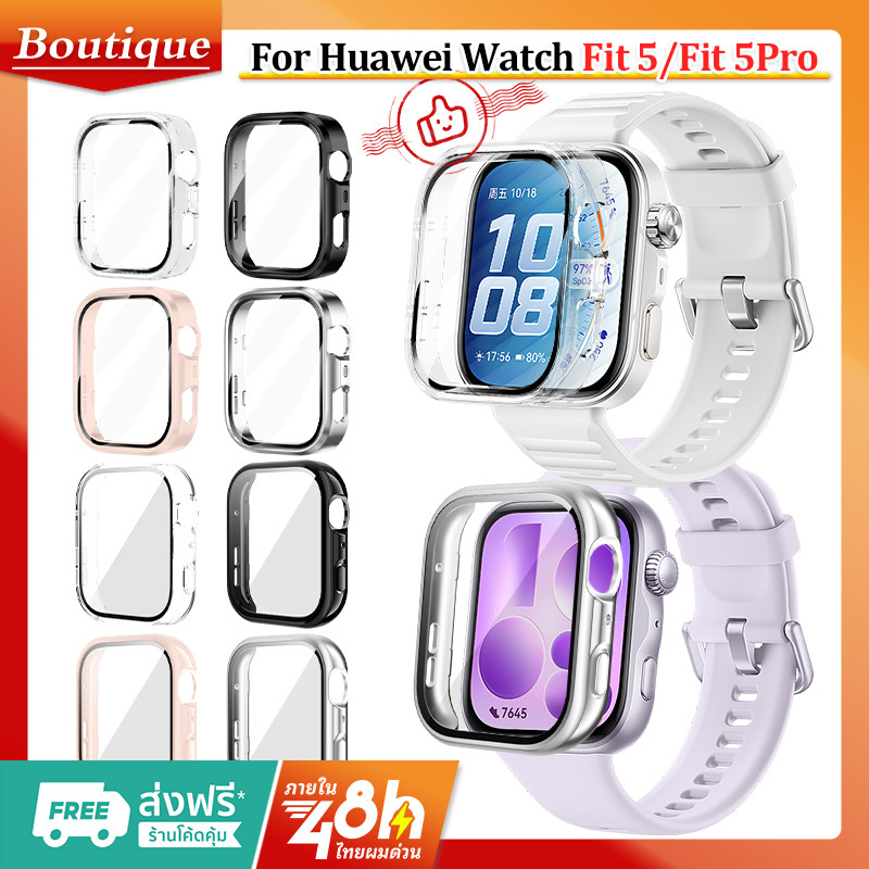 กรณีนาฬิกา Huawei Watch Fit 5 / 5 Pro 2 ใน 1 ครอบคลุมเต็มรูปแบบกันกระแทกฮาร์ดพีซีชุบฝาครอบป้องกัน PC กรณีป้องกันหน้าจอ