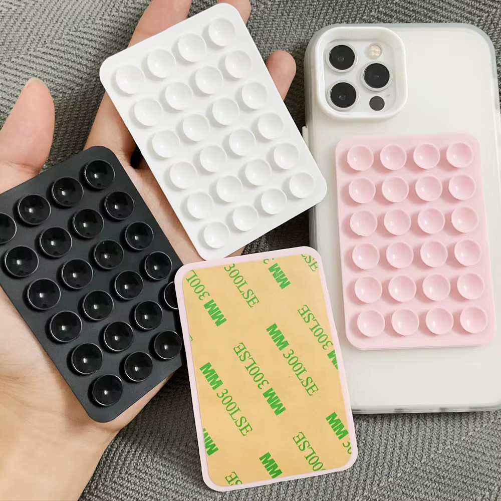 ที่ยึดโทรศัพท์แบบถ้วยดูดซิลิโคนพร้อมแถบกาว 3M สำหรับติดหลังเคสโทรศัพท์ เป็นขาตั้งกันลื่นสำหรับถ่ายเซลฟี่และวิดีโอ