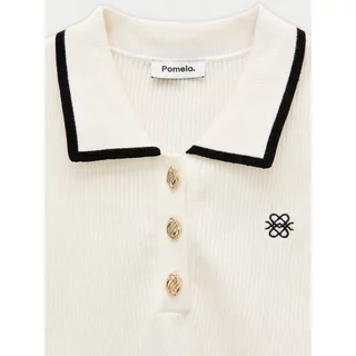 [Pomelo] เสื้อโปโลถักขอบตัด / Contrast Trim Polo Knit Top