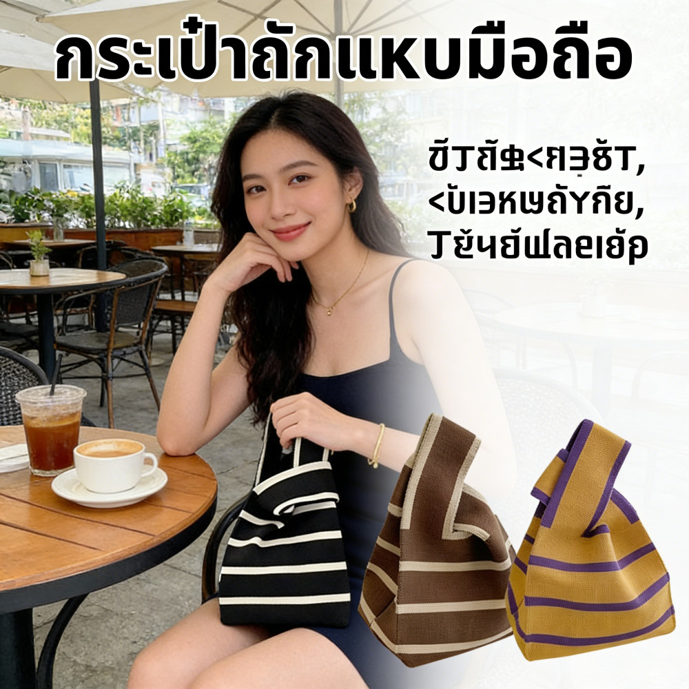 แฮนด์เมด ผ้าถัก กระเป๋าถือลําลอง สก๊อต คุณภาพสูง แฟชั่นเกาหลี อเนกประสงค์