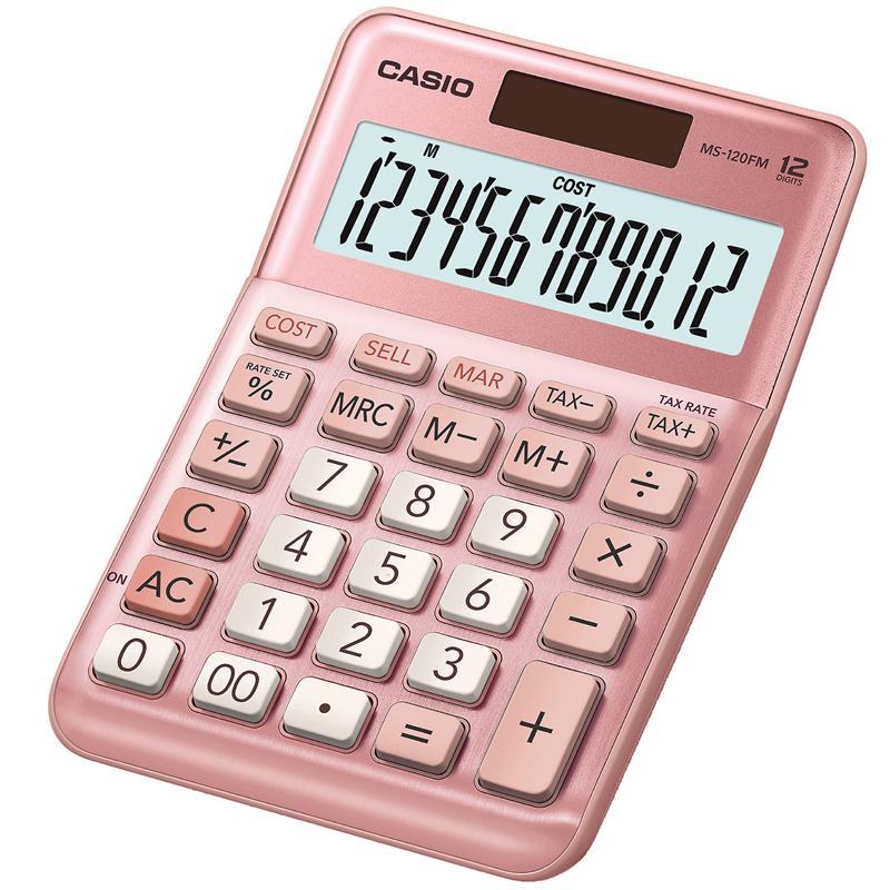 เครื่องคิดเลข ชมพู คาสิโอ MS-120FM-PK-W-DP