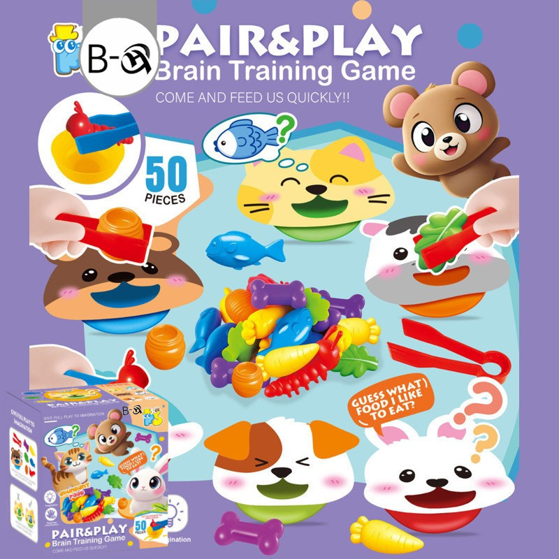 BHQ ของเล่นเด็ก ของเล่นคัดแยกสี เกมส์แยกสี สีจับคู่ของเล่น จำลองการให้อาหารสัตว์ การฝึกมือเด็ก