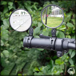 กระจกมองหลังจักรยาน กระจกมองข้างมอเตอร์ไซค์ หมุนปรับได้ 360° ทรงกลม กระจก HD จับปลายแฮนด์