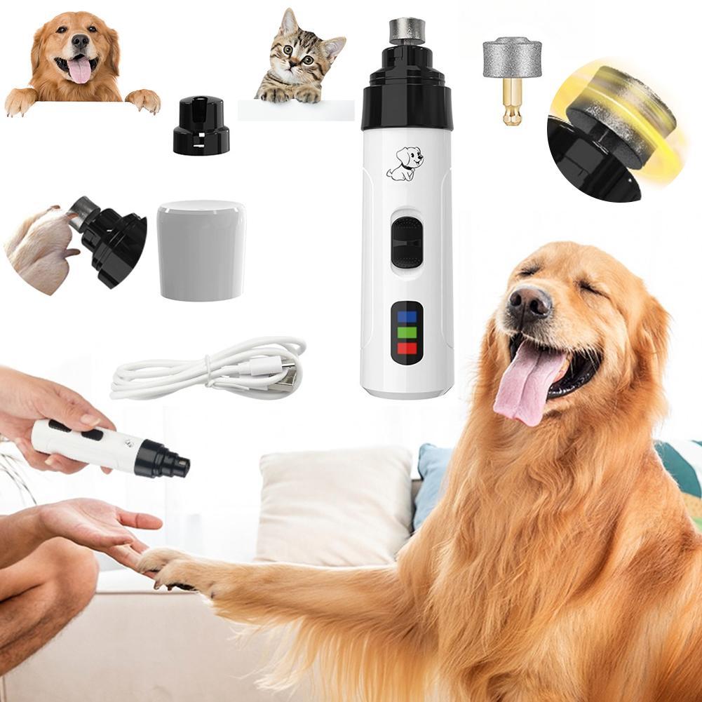 เครื่องบดเล็บสุนัขแบบชาร์จไฟได้ USB ชาร์จกรรไกรตัดเล็บสัตว์เลี้ยงไฟฟ้าสุนัขแมว Paws Nail Grooming Trimmer เครื่องมือ