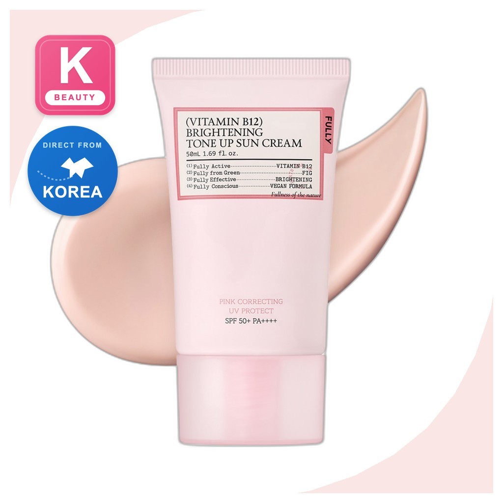 [fully] Vitamin B12 Brightening Tone-Up Sun Cream (สีชมพู), 50ml, 1 ชิ้น / Korean Tone-Up Cream by K