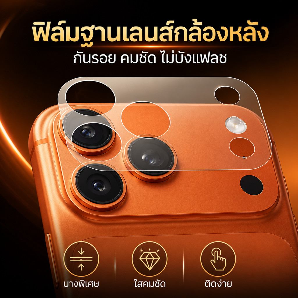 ฟิล์มกันรอยฐานกล้องด้าน สำหรับ Iphone17-17Pro max