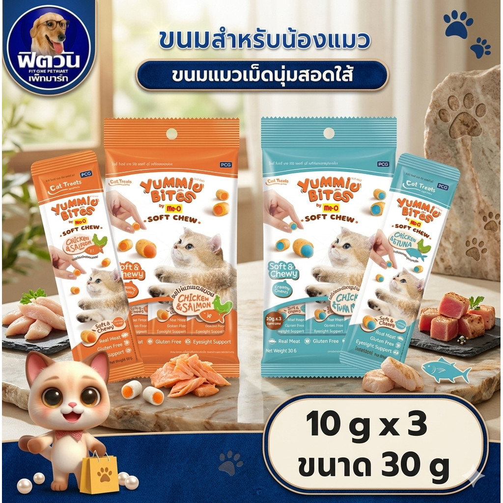 Me-O ยัมมี่ ไบทส์ ขนมแมวเม็ดนุ่มสอดใส้ ขนาด 30 กรัม