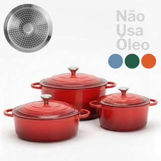 Jogo Panelas Le Chef Fundo Indução Revestimento Cerâmico Premium