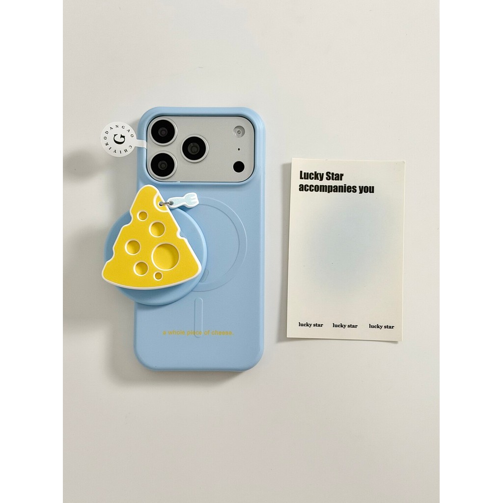 เคสโทรศัพท์ชีสส้อมฟิล์มครึ่งฝาครอบขาตั้งแม่เหล็กที่ถอดออกได้กันกระแทกสไตล์ INS สําหรับ iPhone 17 Pro Max 16 Pro Max 15 Pro Max 14 Pro Max