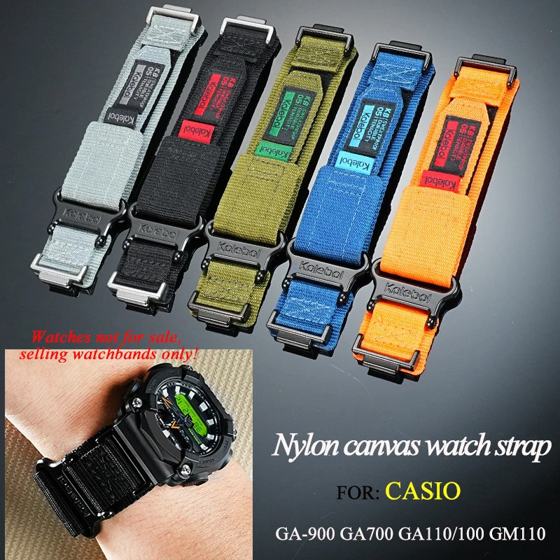 สายนาฬิกาผ้าใบไนลอนสําหรับสายนาฬิกา Casio G-SHOCK GA-900 GA700 GA110/100 GM110 ดัดแปลงกีฬาผู้ชาย wir