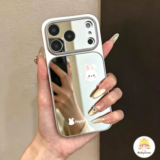 เคสโทรศัพท์กระจกกระต่ายน้อยน่ารักเรียบง่าย เคสไอโฟน17 เหมาะสำหรับIPhone X XS Max17 16 11 13 XR 14 12 ProMAX 14 Plus