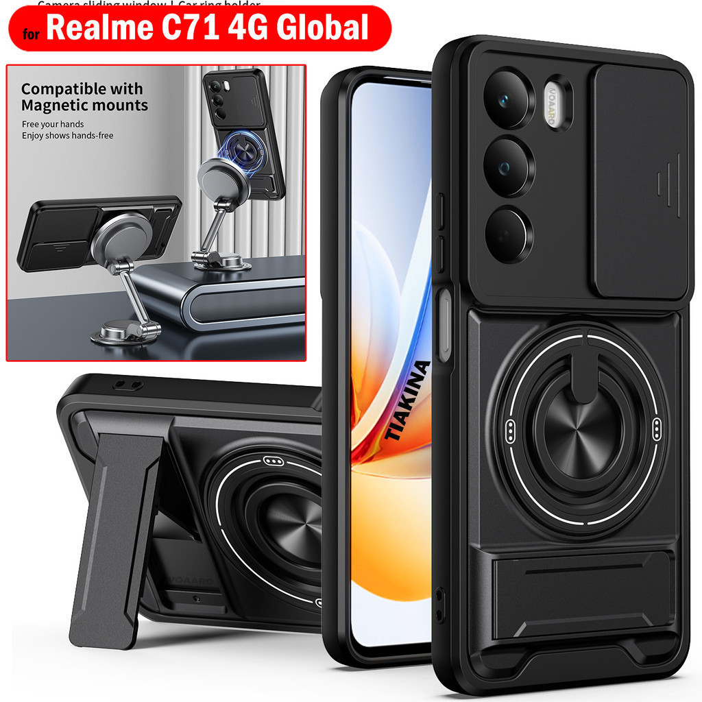 สไลด์เลนส์ Funda สําหรับ OPPO Realme C71 4G Global กรณีหมุนแหวนแม่เหล็กสําหรับ Realme C71 4G Global 