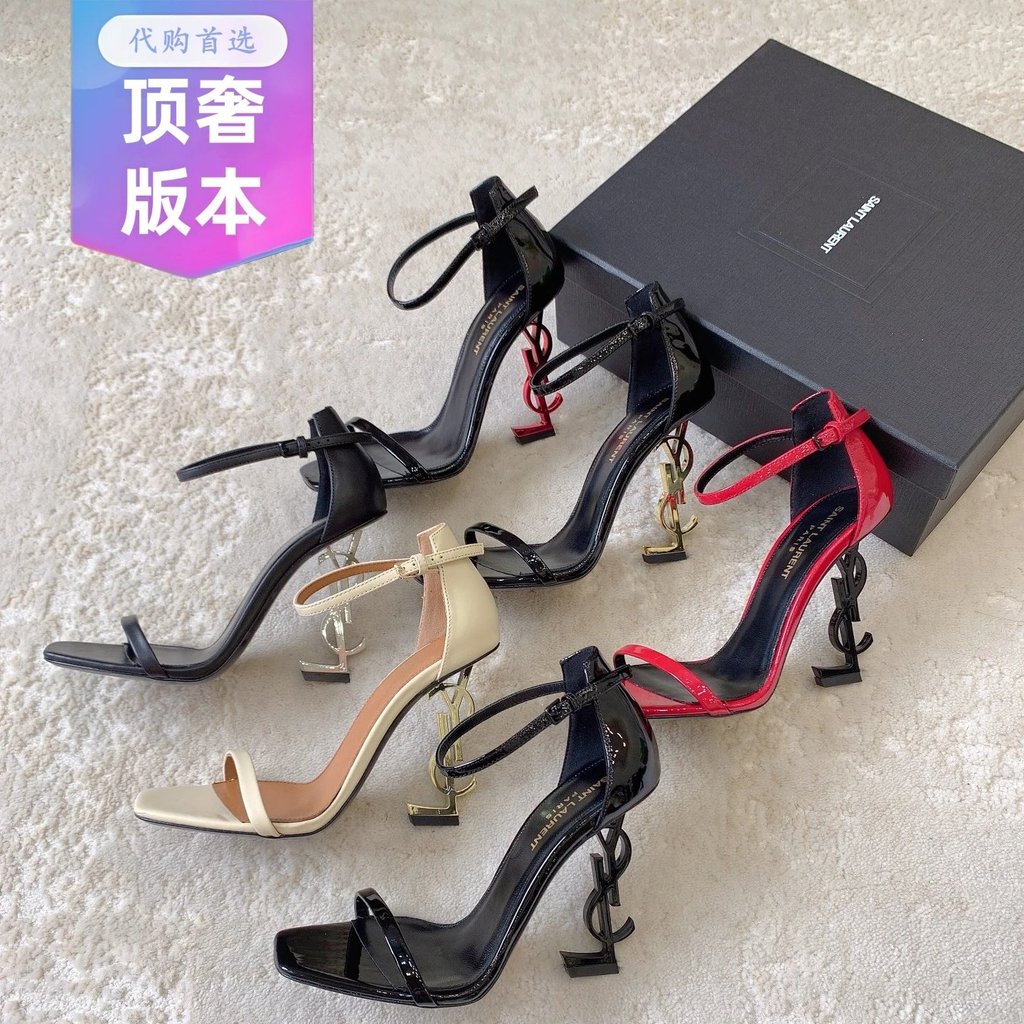 [เกรด Daigou] YSL รองเท้าส้นสูงรองเท้าส้นสูงรองเท้าแตะรองเท้าเดียว SAINT LAURENT 2023 YSL SAINT LAUR