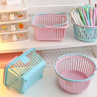 ตะกร้าสีพาสเทล ตะกร้าใส่ของน่ารักๆ สีสวย เอนกประสงค์ ใส่เครื่องเขียน/ของจุกจิกได้ พร้อมส่งทันที