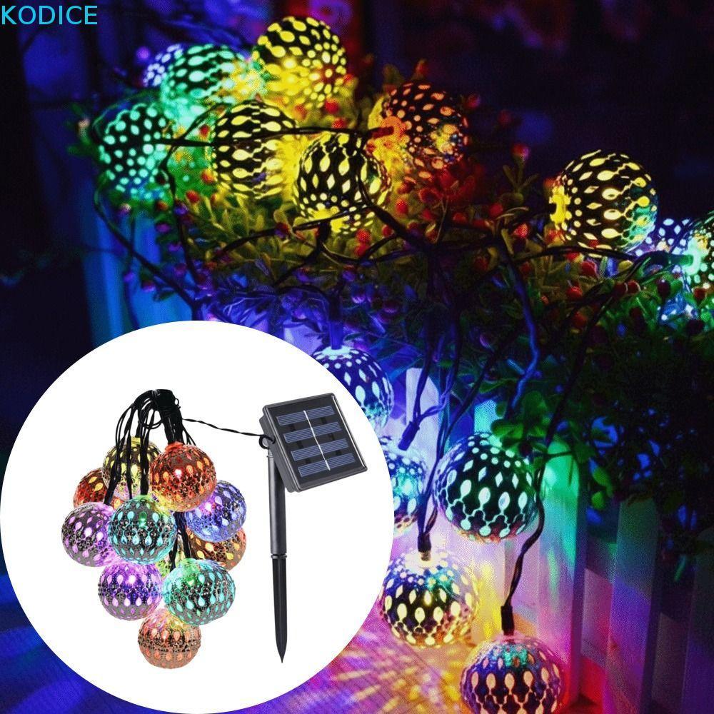 KODICE โมร็อกโก Ball String ไฟ, Gold Ball เหล็กรอบ Ball พลังงานแสงอาทิตย์ LED String ไฟ, Art Decor ก