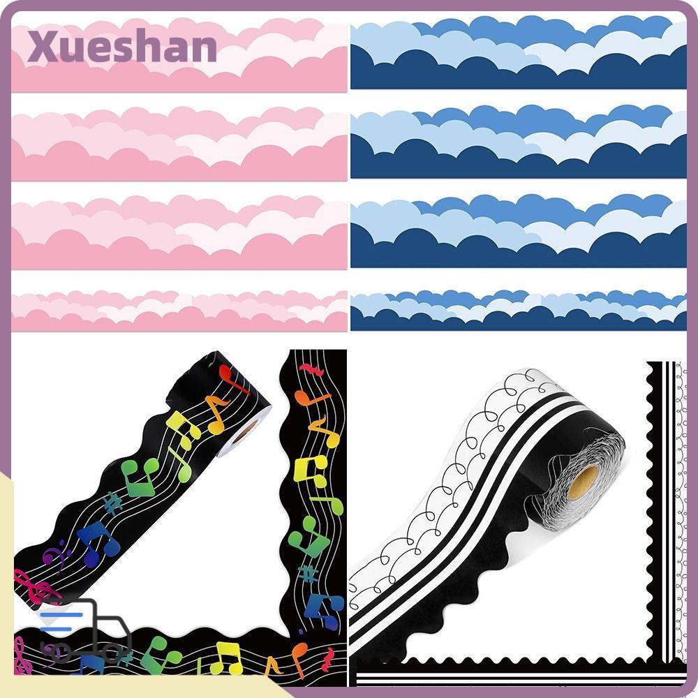 XUEXII Bulletin Board Trim, DIY Wavy Trim Bulletin Board Border, Back-to-School Decor 5M/ม้วนSelf-Adhesive กระดานดําสติกเกอร์ตกแต่งสําหรับห้องเรียนตกแต่ง
