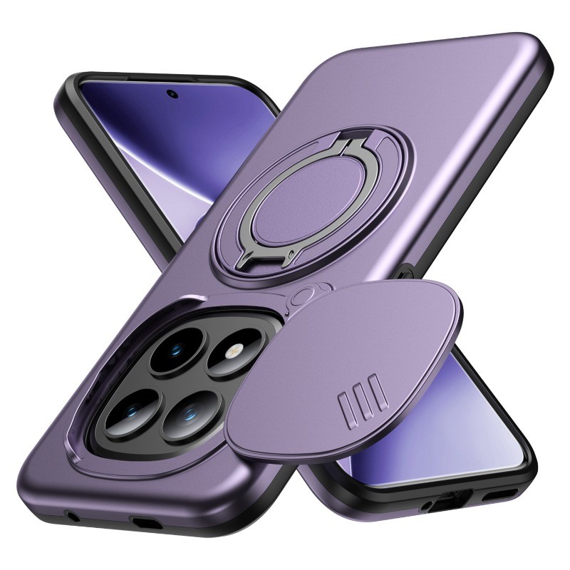 สําหรับ Xiaomi Redmi Note 15 14 Pro Plus 15 Pro+ สไลด์กล้องเลนส์ป้องกันแหวนยืนแม่เหล็กโทรศัพท์กรณีเกราะกันกระแทกฮาร์ดซิลิโคนปก