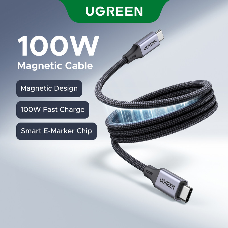 100W PD Type-C to Type-C Braided Charging Cable 5A E-Marker Chip Data Cord