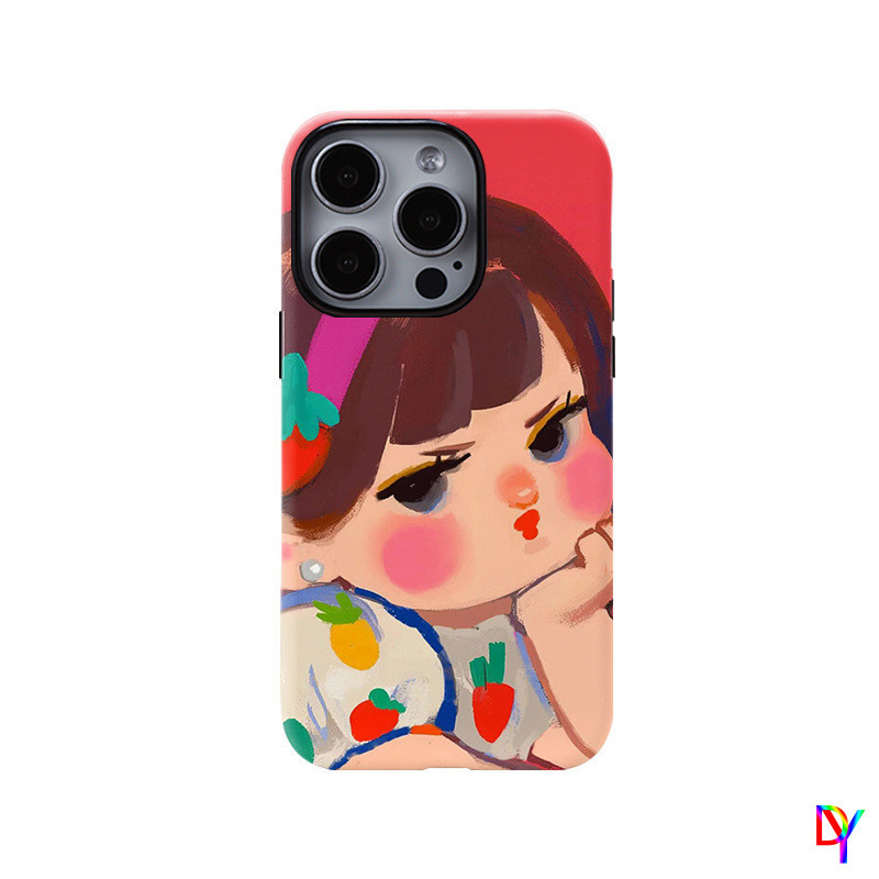 สาวน่ารัก iphone 16/17pro 15Promax ฟิล์ม 2-in-1 สองชั้น 14/13Promax 12/11promax 7/8Plus Xsmax ฝาครอบป้องกันการล่มสลาย