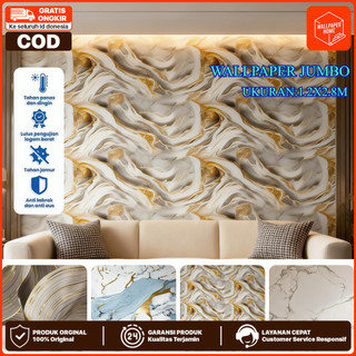 WALLPAPER HOME - Wallpaper Dinding Motif Vinyl Roll Marble Foam Marmer Sticker Kamar Dekorasi PET 120 x 280cm Wall Paper Marmer Waterproof