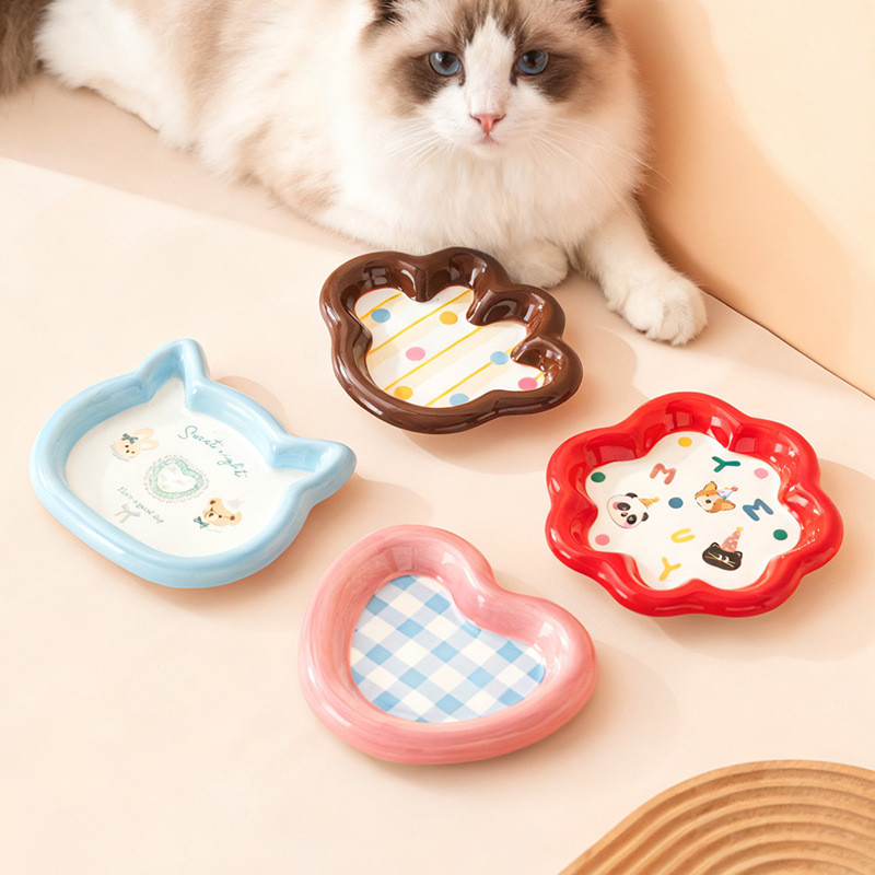 Pet Ceramic Small Plate Cat Snacks Can Special Plate Anti-overturning Easy-to-clean Food Bowl