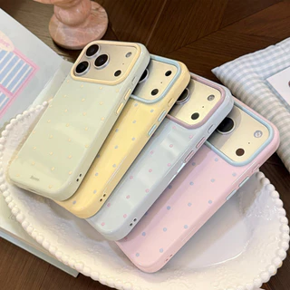 สไตล์เกาหลี Polka Dot TPU เคสโทรศัพท์พร้อมกรอบกล้องสีสันสดใสสําหรับ iPhone 17 16 15 14 13 Pro Max กันกระแทก