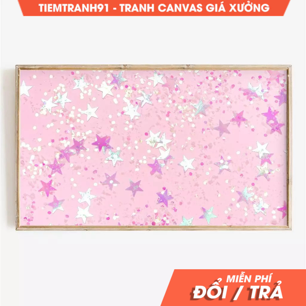 ภาพวาดติดผนัง Frame Tv Art Pink Glitter Sparkles วันเกิดหรือวันส่งท้ายปีเก่า Samsung TV มาพร้อมตะปูแ