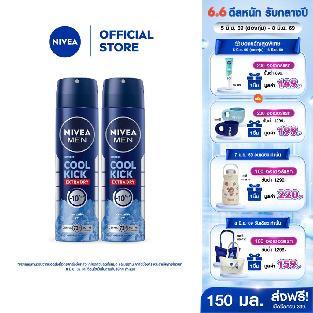 นีเวีย เมน สเปรย์ คูล คิก 150 มล. 2ชิ้น NIVEA