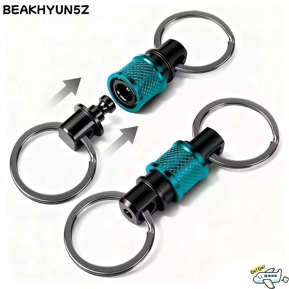 BEAKHYUN5Z พวงกุญแจปลดเร็ว 360° หมุนสองหัวที่ถอดออกได้พวงกุญแจ,อลูมิเนียมอัลลอยด์หดขนาดกะทัดรัดคลิปดึงอะพาร์ทหัวเข็มขัดกลางแจ้ง