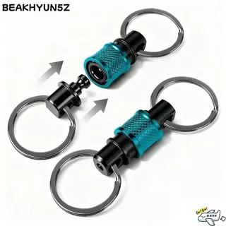 BEAKHYUN5Z พวงกุญแจปลดเร็ว 360° หมุนสองหัวที่ถอดออกได้พวงกุญแจ,อลูมิเนียมอัลลอยด์หดขนาดกะทัดรัดคลิปดึงอะพาร์ทหัวเข็มขัดกลางแจ้ง