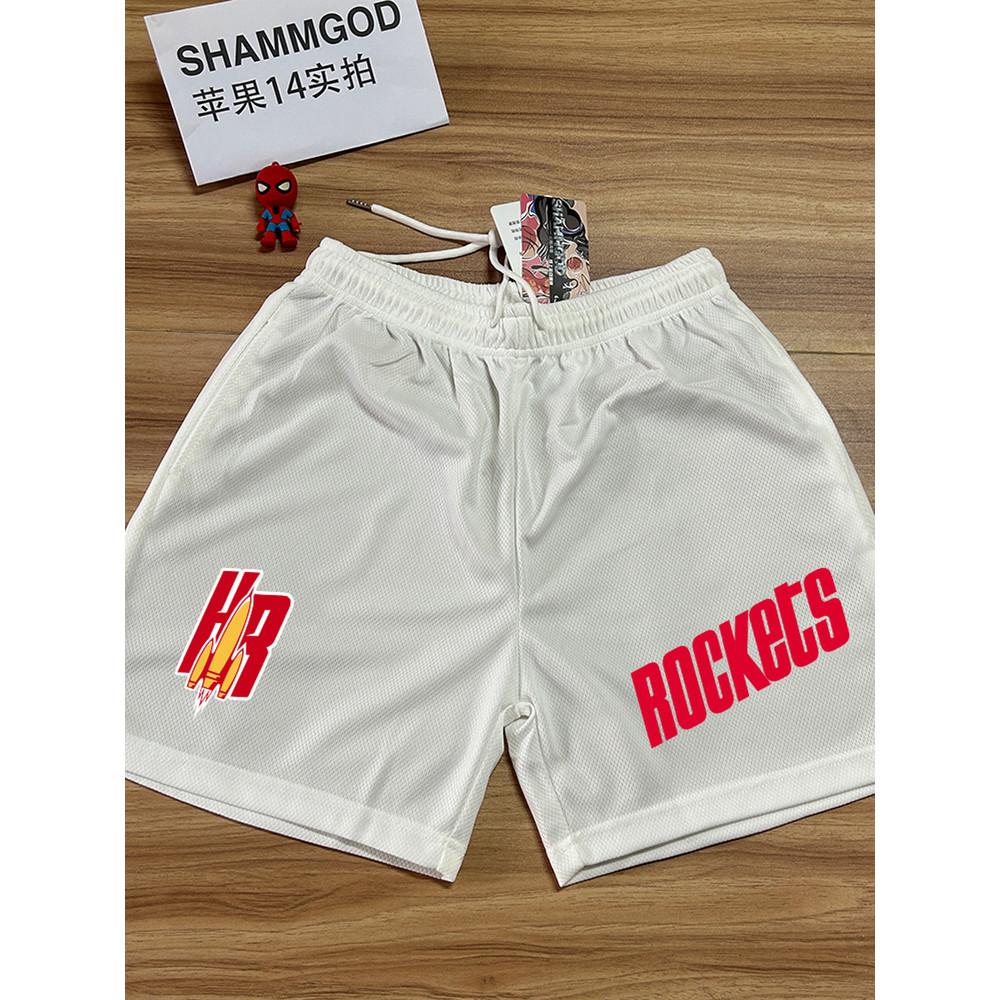 American แต่ยาวถึงเข่าสามจุด Houston Rocket Training Fitness Basketball Sports Shorts