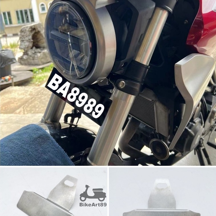 Honda CB250R ใหม่จํานวนผู้ถือแผ่นด้านหน้าสแตนเลสวงเล็บ Tapak Depan ไม่มีแผ่นอุปกรณ์เสริมมอเตอร์ CB 2