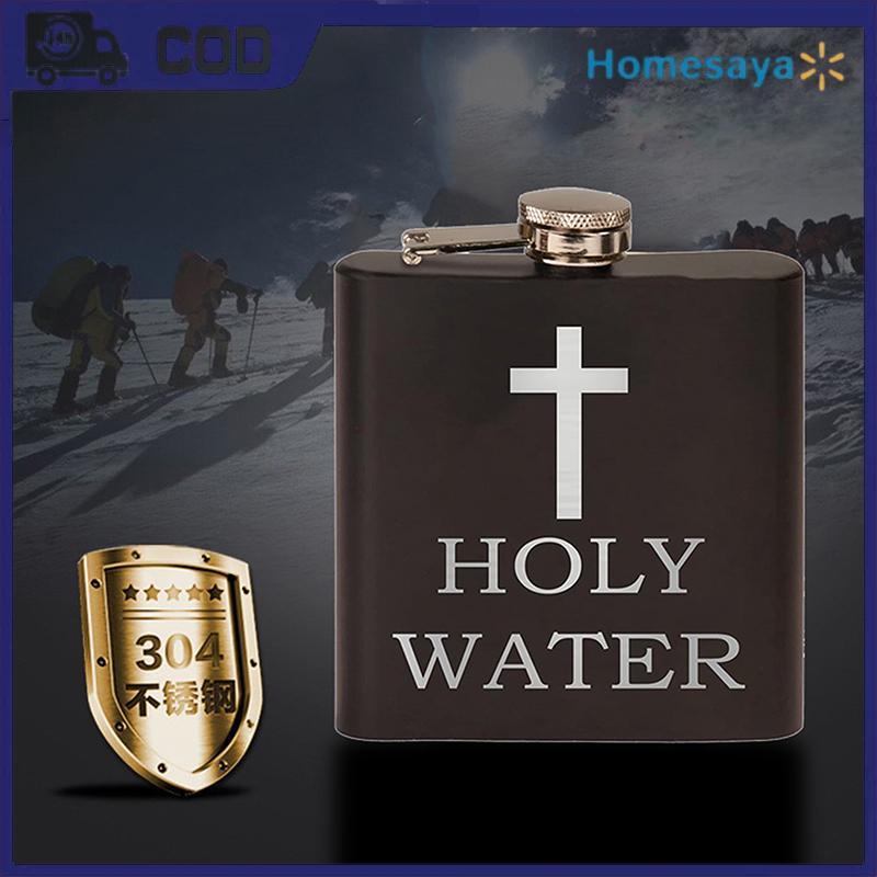 168ml รูปแบบข้ามขวดน้ําศักดิ์สิทธิ์สีดํา Hip Flask สแตนเลส Hip Flask วิสกี้ Hip Flask ฝาเกลียว cod