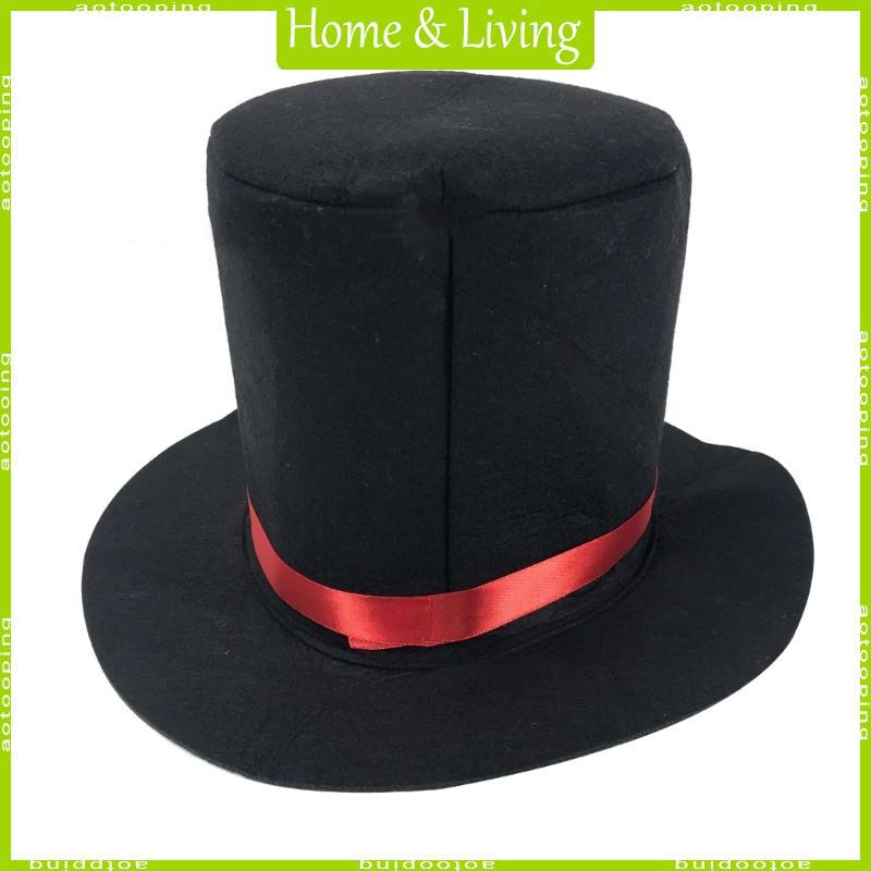 AOTOO Ringmaster หมวกนักมายากลสีดําหมวกนักมายากลดําเนินการแจ๊สการแสดงบนเวทีหมวก Bowler ชุดแฟนซี