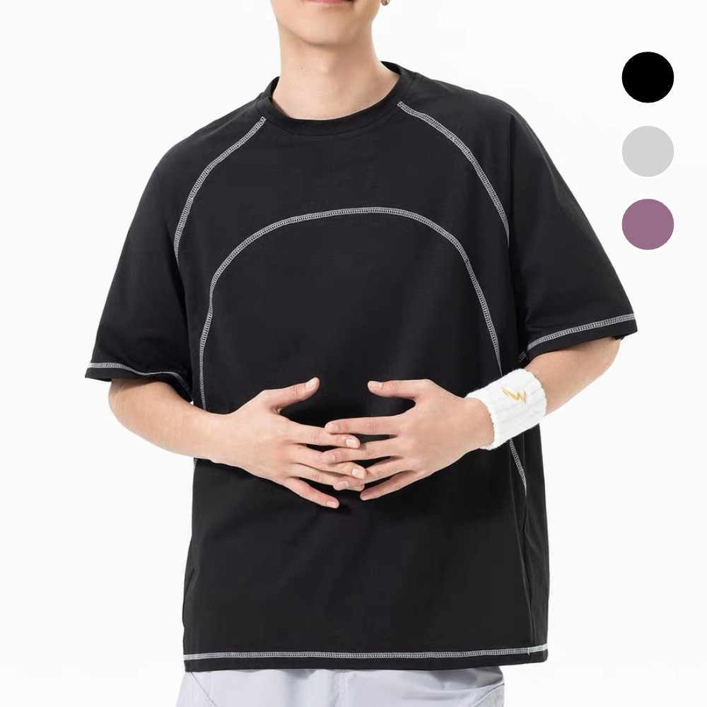 เสื้อยืดกีฬาทรงหลวมสําหรับผู้ชาย Outseam Design Quick Dry Breathable Active Tee