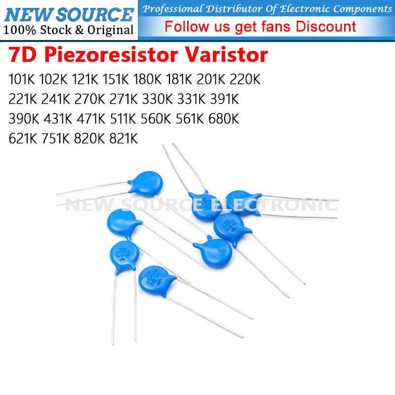 [10 ชิ้น] 7D Piezoresistor Vartor 101K 102K 121K 180K 220K 241K 270K 330K 471K 511K 560K 561K 680K 8
