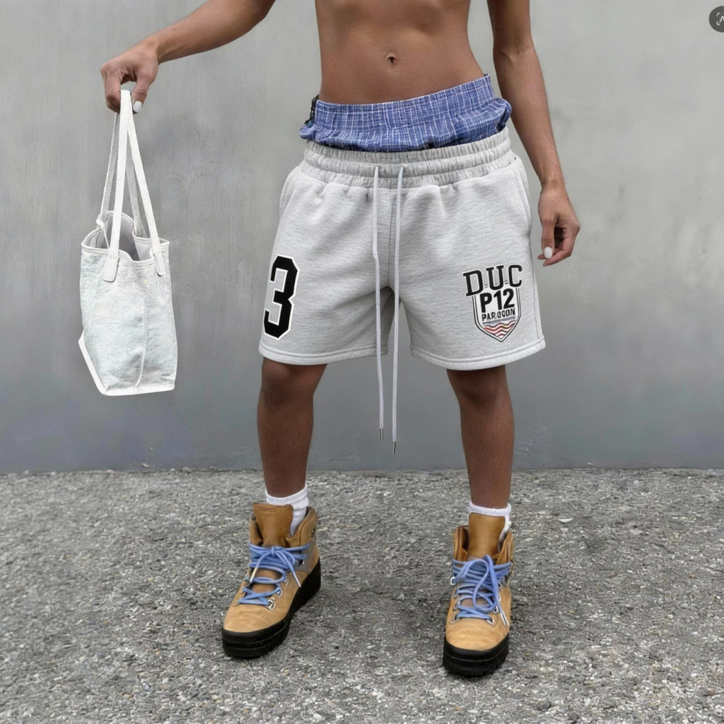 GYMSHARK MH SHORT กางเกงขาสั้นผู้ชาย Quick-Drying Mesh American Sports Casual Double-Layer Quarter P
